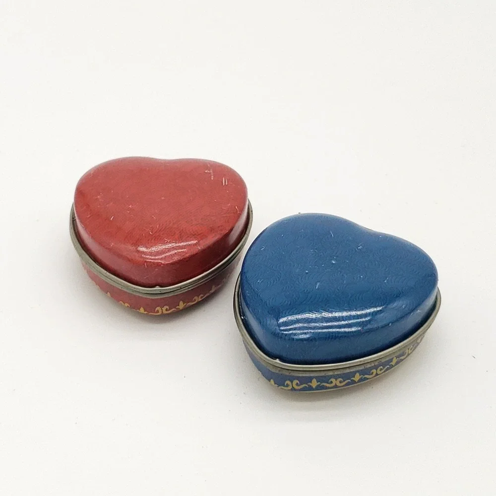 Victorian Style Heart Trinket Tins Set Cottagecore Coquette Keepsake Boxes